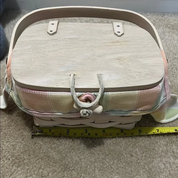 Pastel Plaid Woven Basket with Handle - Picture 11 of 13